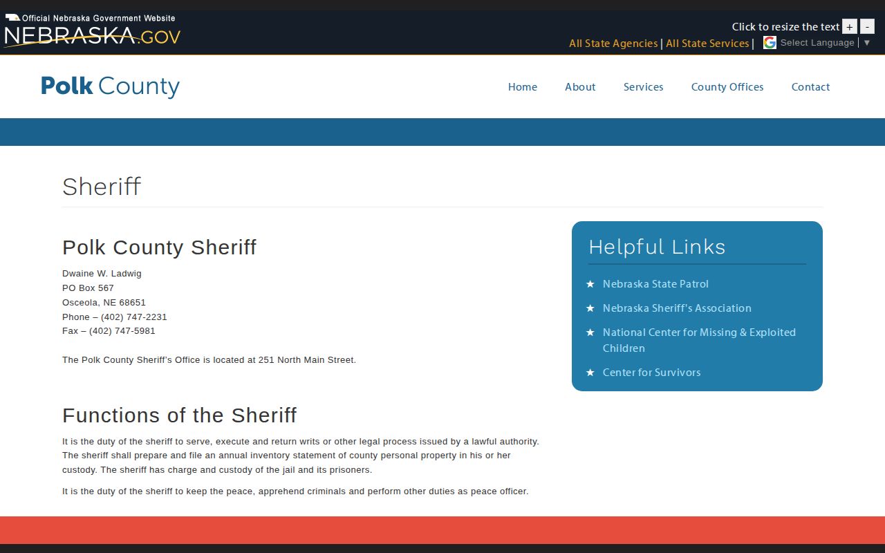 Polk County Sheriff official jail custody and booking record page